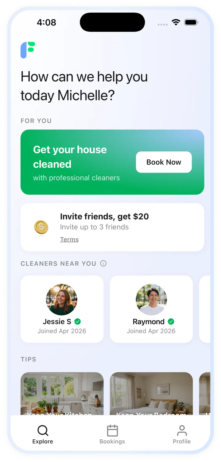 Fyxes app home screen